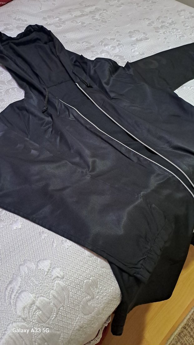 Siyah Fermuarlı yağmurluk ince - Görsel 4