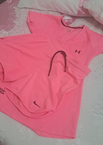 13-14 Yaş Beden pembe Renk Pembe Kız Çocuk Tişört ve Şort Takımı deniz için uygundur