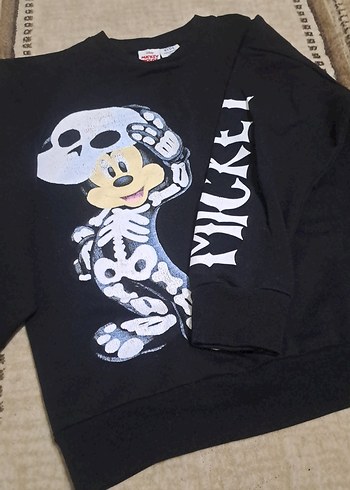 9 Yaş Beden siyah Renk Siyah Baskılı erkek çocuk Sweatshirt
