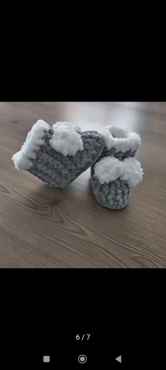 Kız Çocuk Gri Örgü Sıcak Ev Terliği - Görsel 3