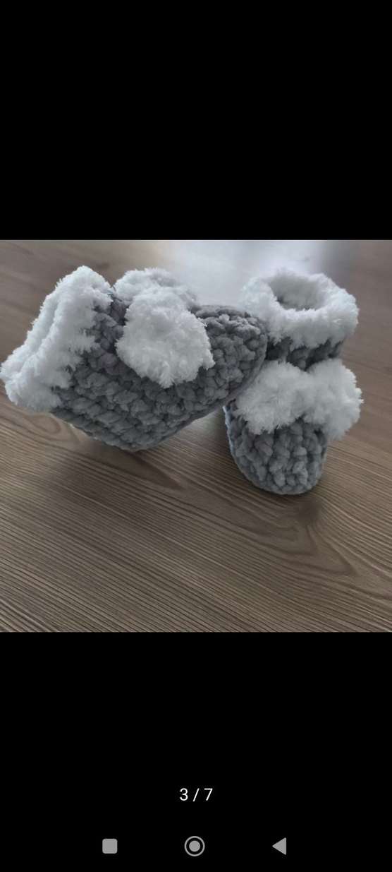 Kız Çocuk Gri Örgü Sıcak Ev Terliği - Görsel 2