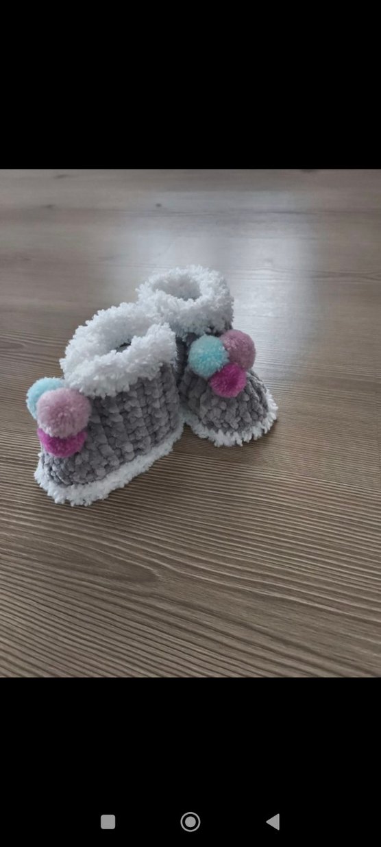 Gri Örgü Kız Çocuk Ev Terliği - Görsel 5