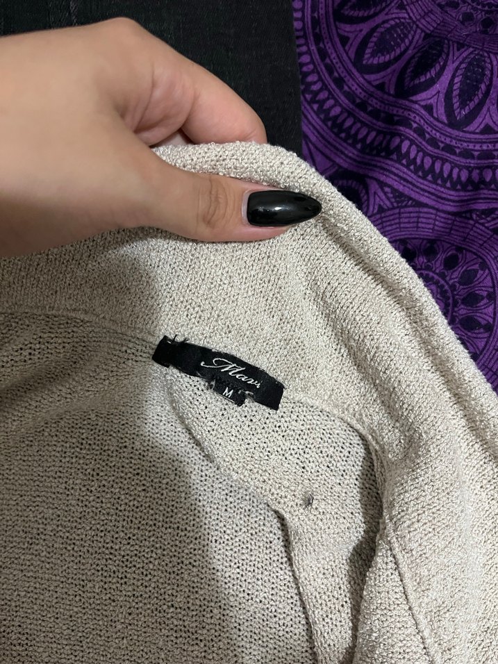 Bej V Yakalı Salaş Kadın Kazak - Görsel 2