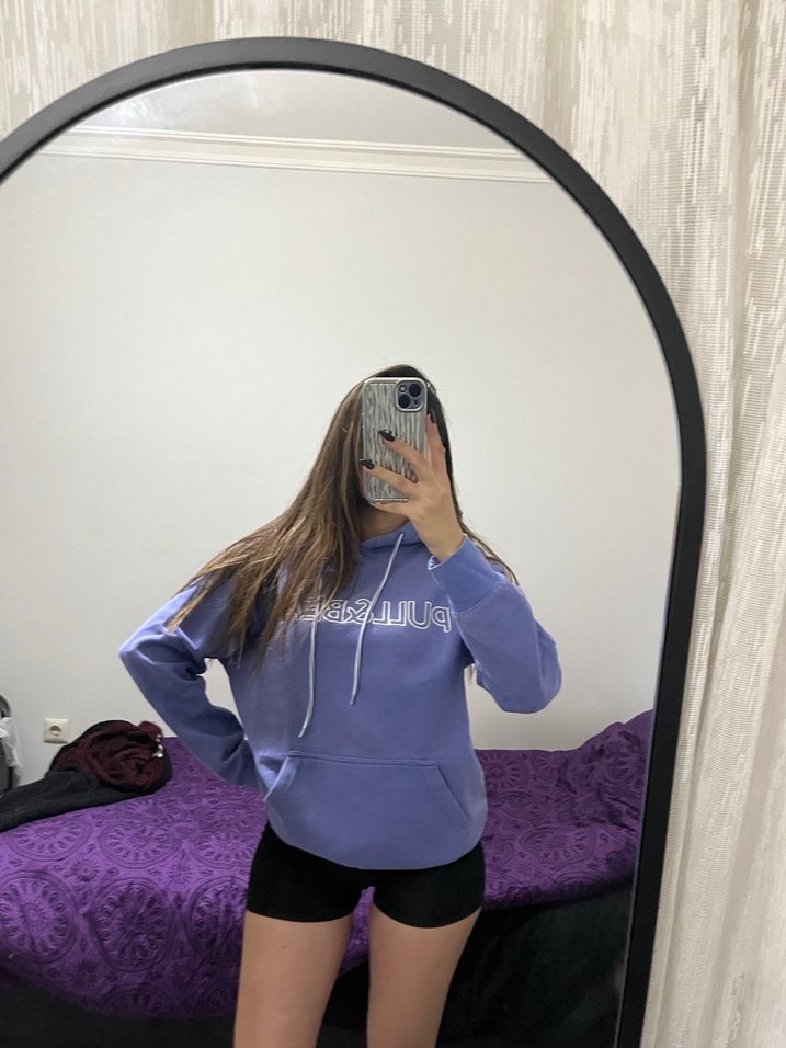 Mor pullandbear Salaş Kadın Sweatshirt - Görsel 3