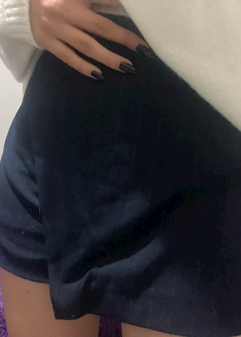 lacivert çizgili şort etek - Görsel 2