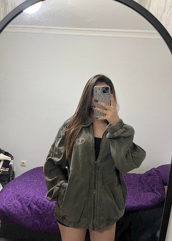 haki gri oversize ceket - Görsel 4