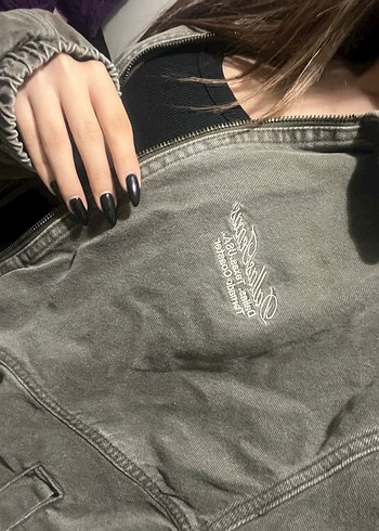 haki gri oversize ceket - Görsel 6