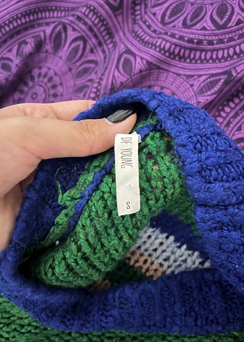 Çizgili Rahat Örgü Kadın Kazak - Görsel 4