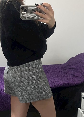 kareli şort etek - Görsel 2