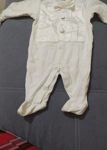 Düğmeli Pamuklu Beyaz Bebek Hastane Kıyafeti - Görsel 2