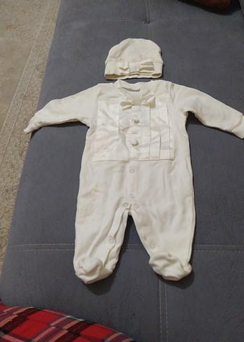 Düğmeli Pamuklu Beyaz Bebek Hastane Kıyafeti - Görsel 4