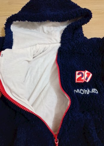 Kapüşonlu Lacivert Erkek Çocuk peluş hırka - Görsel 2