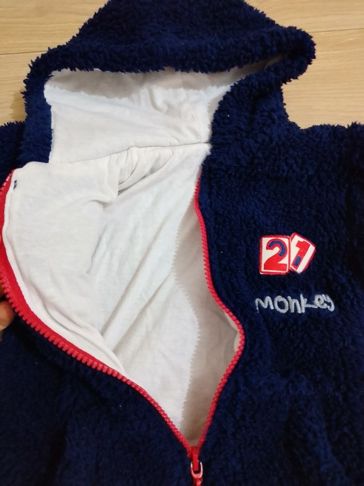 Kapüşonlu Lacivert Erkek Çocuk peluş hırka - Görsel 2