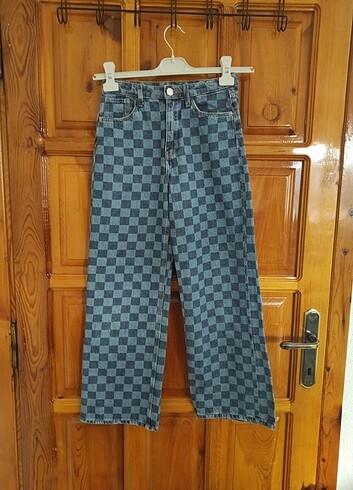 Denim&Co Kız çocuk kareli pantolon denim marka