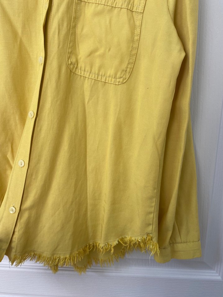 Sarı Kısa Kollu Keten Gömlek - Görsel 3
