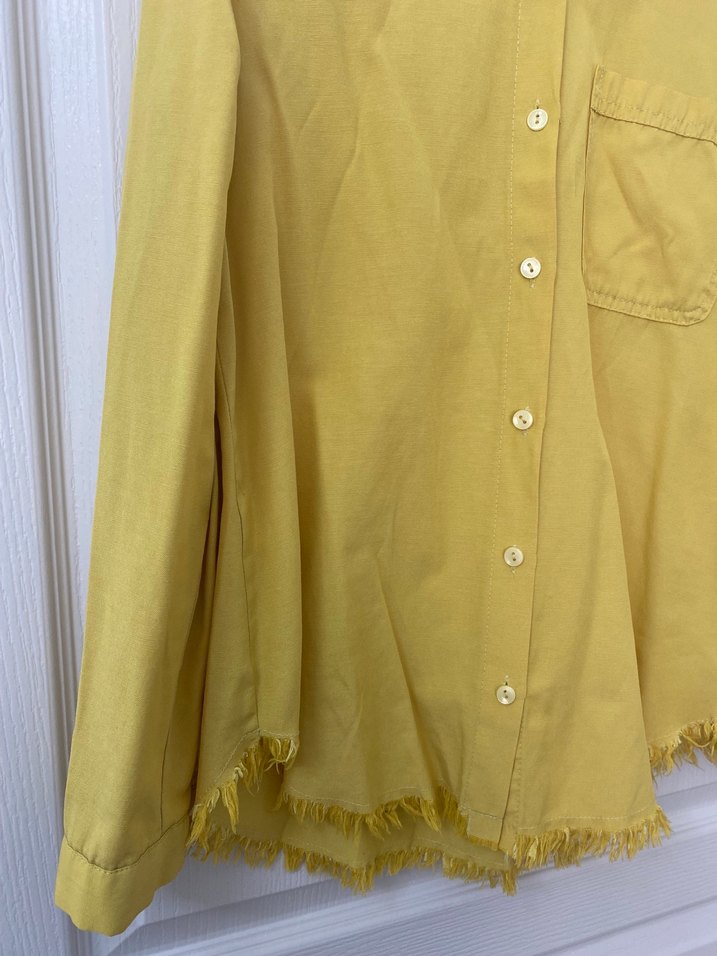 Sarı Kısa Kollu Keten Gömlek - Görsel 2
