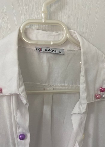 Nakışlı Pamuklu Beyaz Uzun Kollu Gömlek - Görsel 2