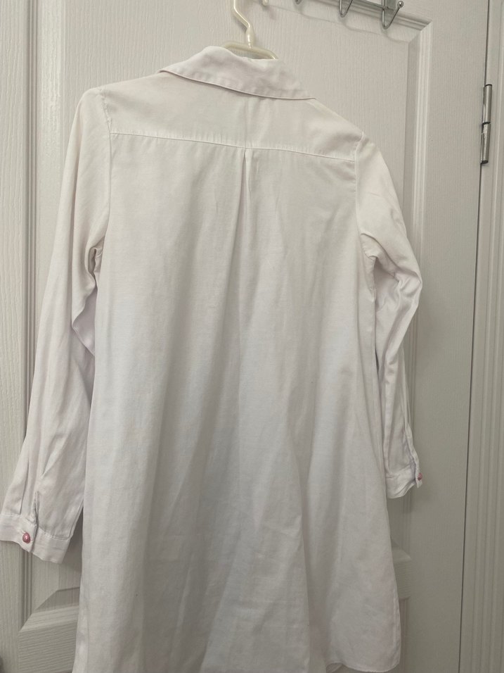 Nakışlı Pamuklu Beyaz Uzun Kollu Gömlek - Görsel 4