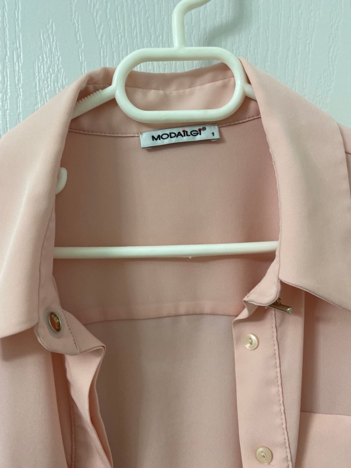 Bej Kadın Düğmeli Gömlek - Görsel 5