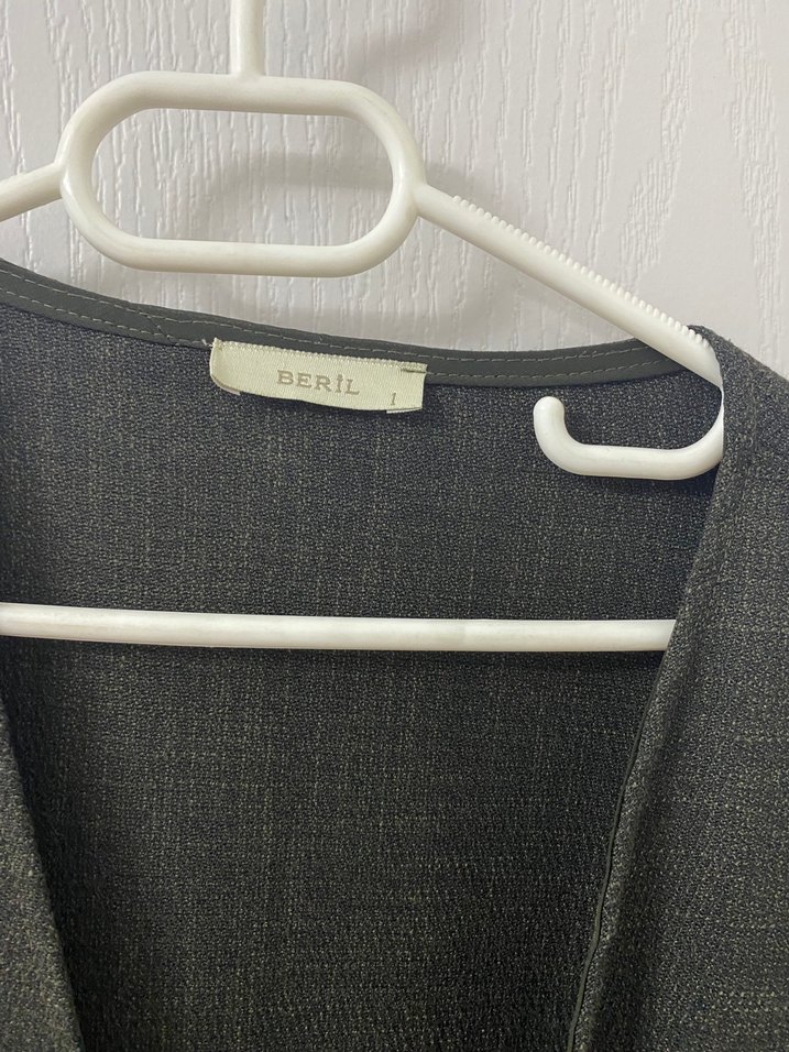 Gri Düğmeli Uzun ceket - Görsel 4