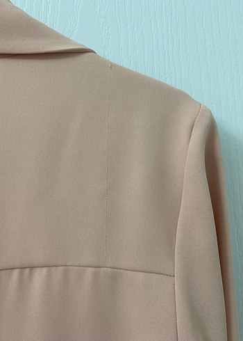 Bej Düğmeli Kadın Uzun Ceket - Görsel 5