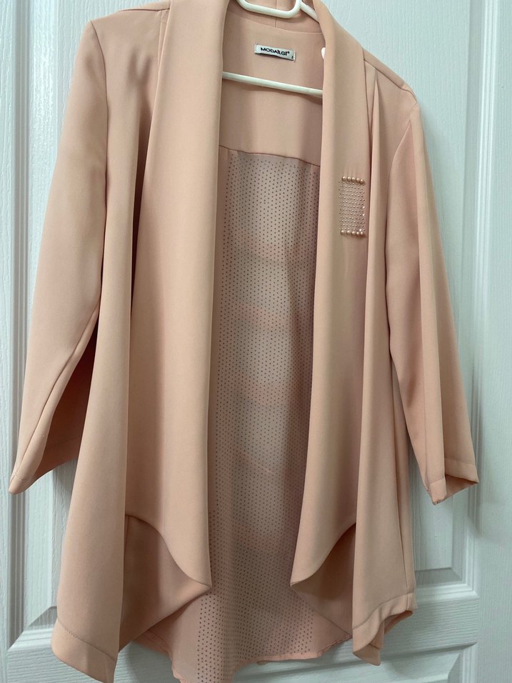 Bej Düğmeli Kadın Uzun Ceket - Görsel 2