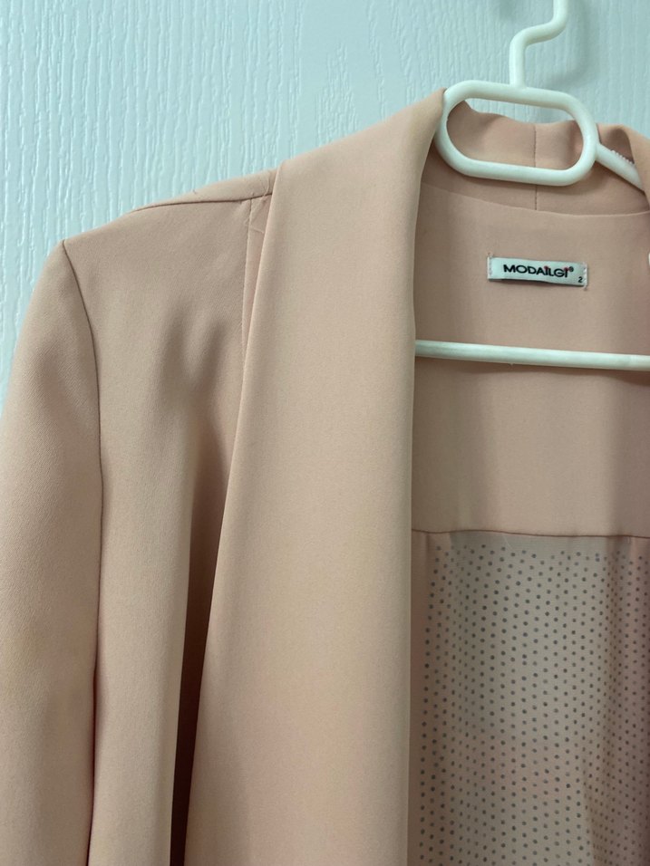 Bej Düğmeli Kadın Uzun Ceket - Görsel 4