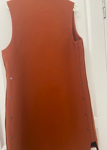 Düğmeli Midi Kadın Yelek - Kiremit - Görsel 6