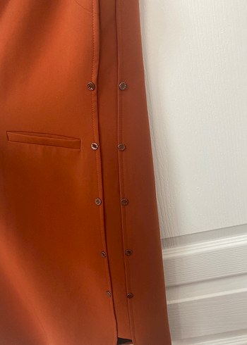 Düğmeli Midi Kadın Yelek - Kiremit - Görsel 3