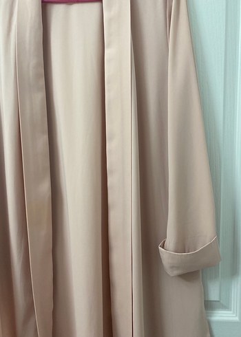 Pudra Uzun Kadın ceket, Salaş, İpek Dokulu - Görsel 3