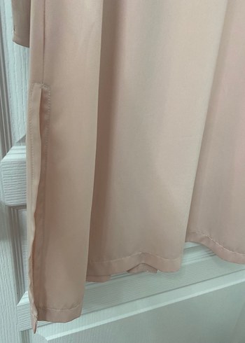 Pudra Uzun Kadın ceket, Salaş, İpek Dokulu - Görsel 5