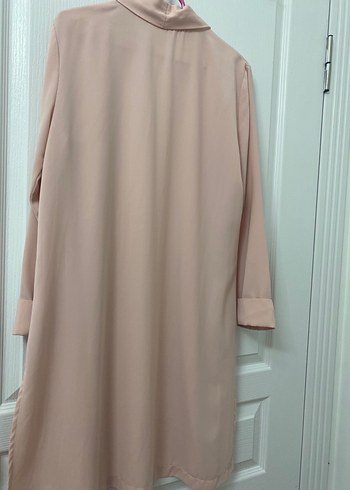 Pudra Uzun Kadın ceket, Salaş, İpek Dokulu - Görsel 4