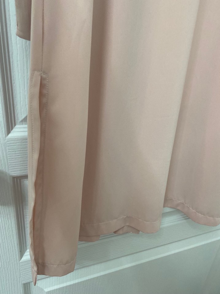 Pudra Uzun Kadın ceket, Salaş, İpek Dokulu - Görsel 5