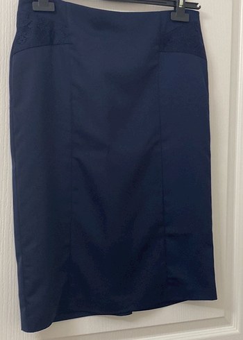 Lacivert Düğmeli Kadın Blazer 3lü etekli takım - Görsel 8