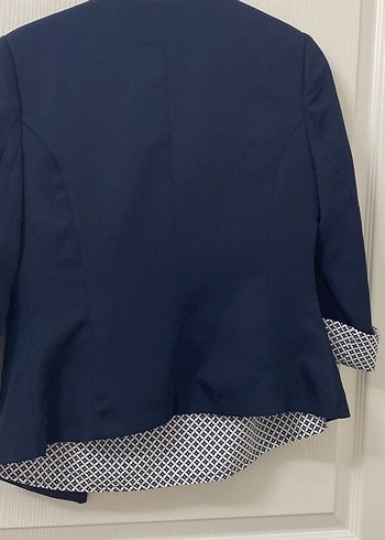 Lacivert Düğmeli Kadın Blazer 3lü etekli takım - Görsel 3