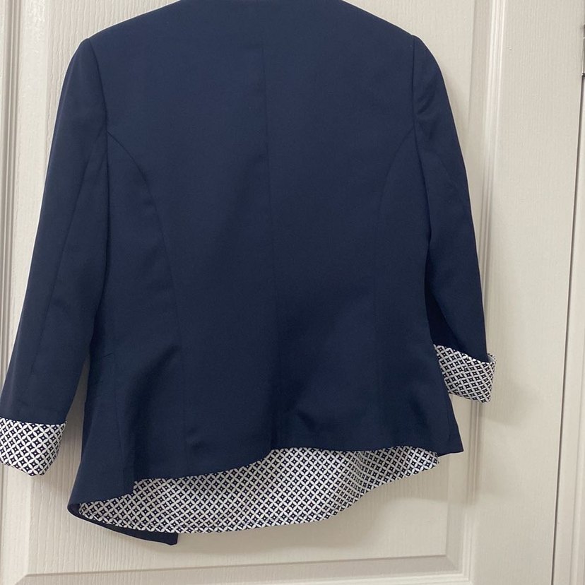 Lacivert Düğmeli Kadın Blazer 3lü etekli takım - Görsel 3