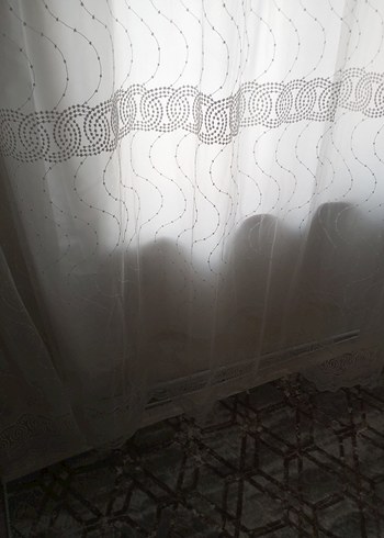 Nakışlı Beyaz Perde Gri Desenli - Görsel 3