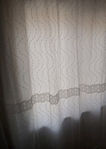 Nakışlı Beyaz Perde Gri Desenli - Görsel 2