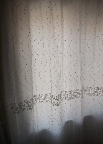Nakışlı Beyaz Perde Gri Desenli - Görsel 4