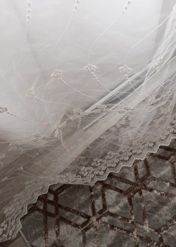 Gri İşlemeli Beyaz Tül Perde - Görsel 3