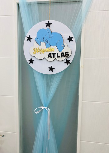 Beden Turkuaz Desenli Bebek kapı süsü