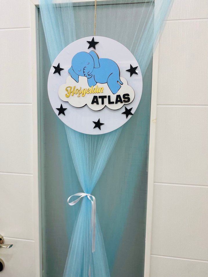 Turkuaz Desenli Bebek kapı süsü - Görsel 4