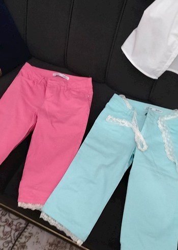 Dantel detaylı pembe kız pantolonu