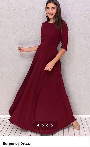 l Beden Bordo abiye elbise