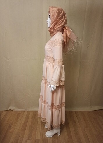 Somon rengi elbise - Görsel 4