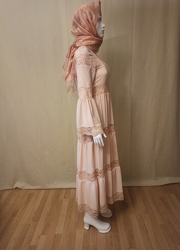 Somon rengi elbise - Görsel 5