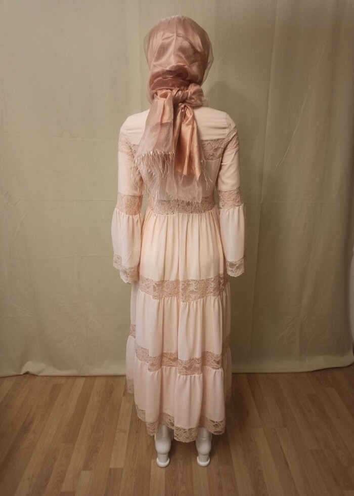 Somon rengi elbise - Görsel 2