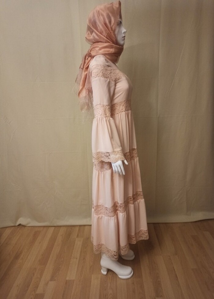 Somon rengi elbise - Görsel 5