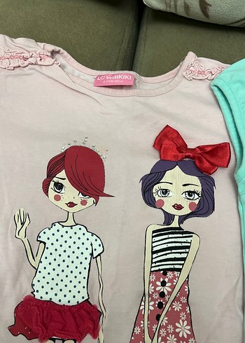 Kız Çocuk Çok Renkli Baskılı Kısa Kollu Tişörtler - Görsel 4