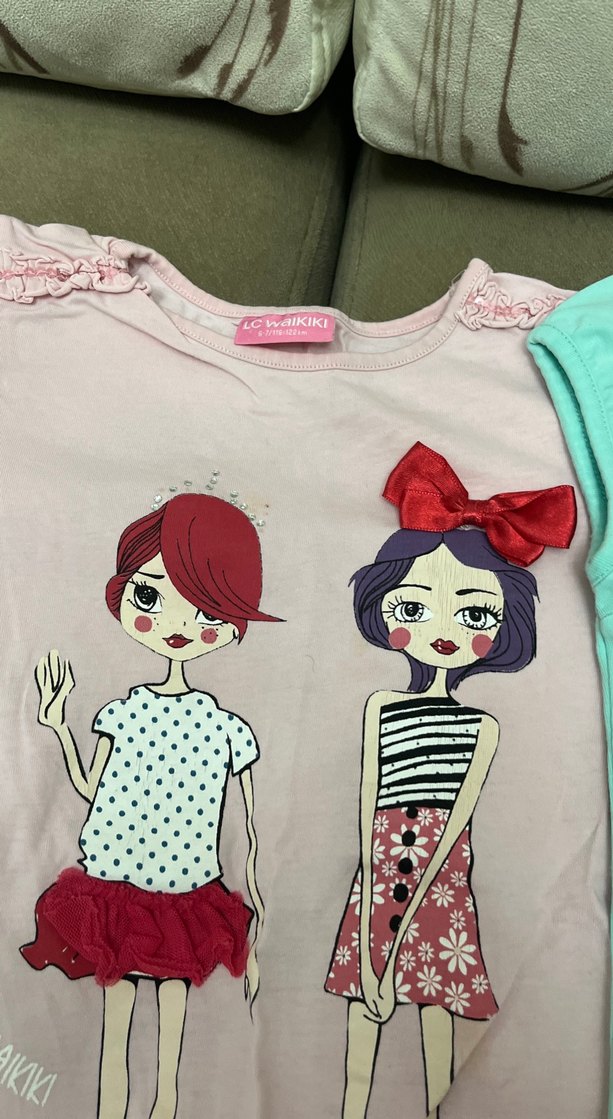 Kız Çocuk Çok Renkli Baskılı Kısa Kollu Tişörtler - Görsel 4